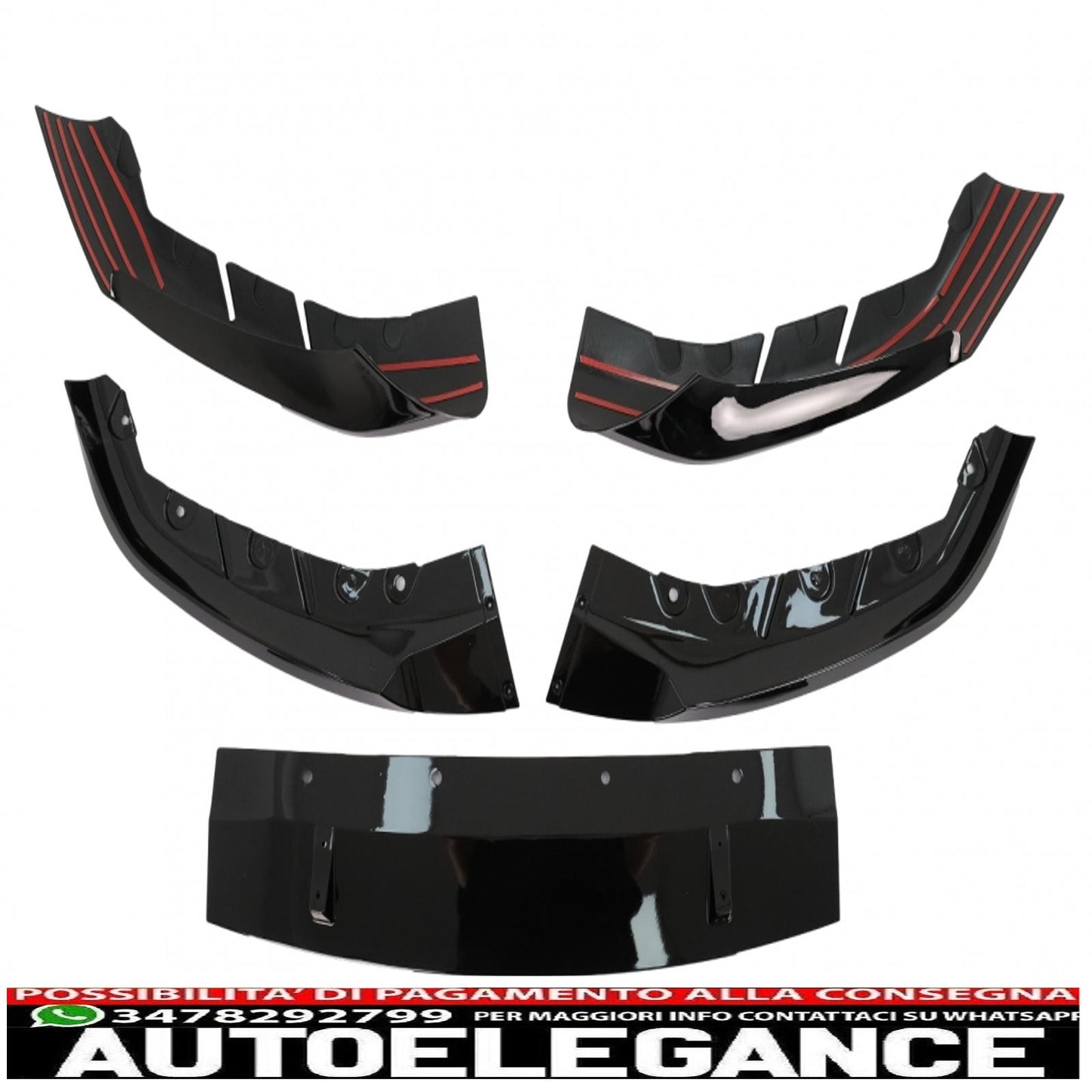 Front Bumper Spoiler Lip Fit For BMW 5 Series G30 Limousine G31 Touring (2017-2019) M Sport Design Piano Black 