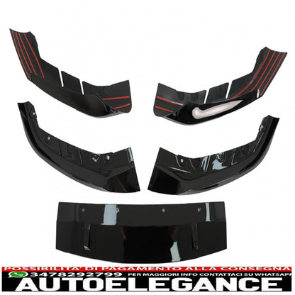 Front Bumper Spoiler Lip Fit For BMW 5 Series G30 Limousine G31 Touring (2017-2019) M Sport Design Piano Black 