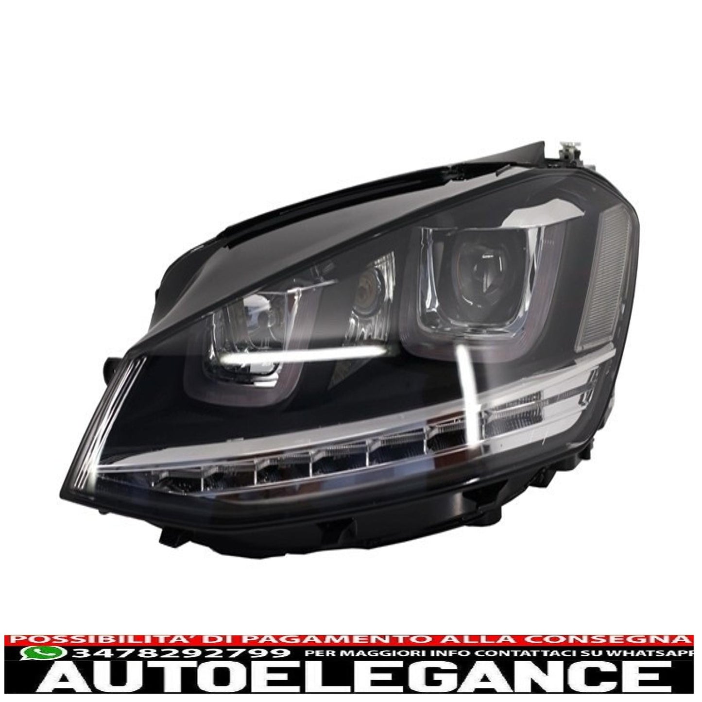 right led headlights dynamic sequential direction lights with central grille suitable for vw golf 7 vii (2012-2017) r-line design chrome inserts