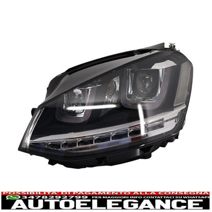 right led headlights dynamic sequential direction lights with central grille suitable for vw golf 7 vii (2012-2017) r-line design chrome inserts