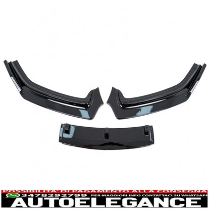 Front Bumper Lip Extension Spoiler Suitable For VW Polo 6R 6C Facelift (2009-2017) Piano Black 