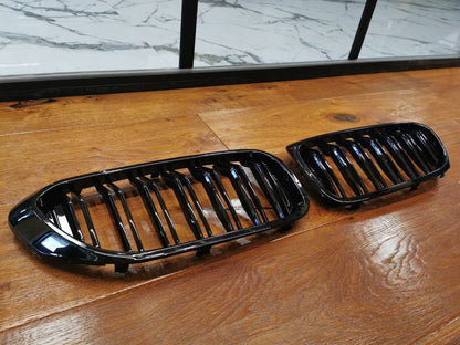 GRIGLIA ADATTA PER BMW SERIE 5 G30 G31 2017-2020 DOPPIA FASCIA LOOK NERO LUCIDO
