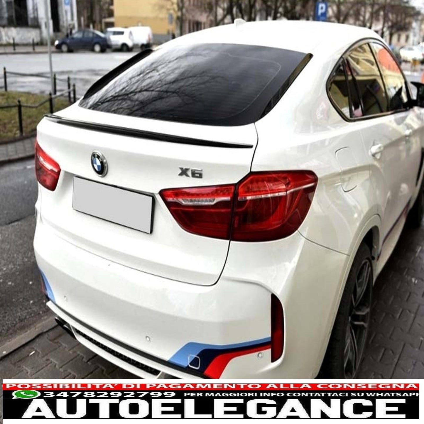 Trunk Spoiler Suitable for BMW X6 F16 (2015-up) Sporty Design Piano Black 