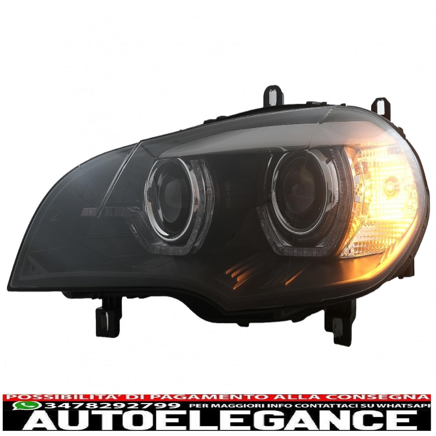 xenon headlights angel eye 3d dual halo led drl rims suitable for bmw x5 e70 (2007-2010) black 