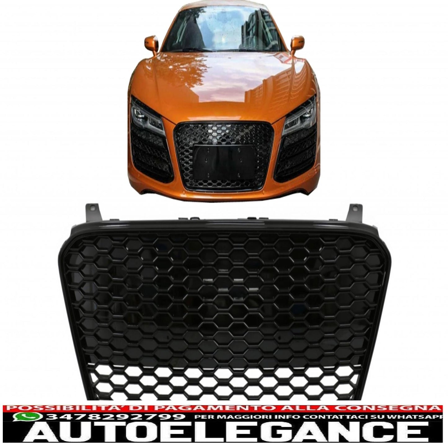 griglia anteriore adatta per audi r8 42 restyling 1a generazione (2013-2015) rs design nero lucido