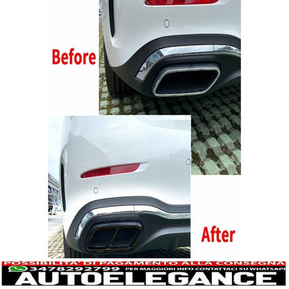 Muffler end frames suitable for mercedes c class w206 s206 sport line (2021-up) piano black