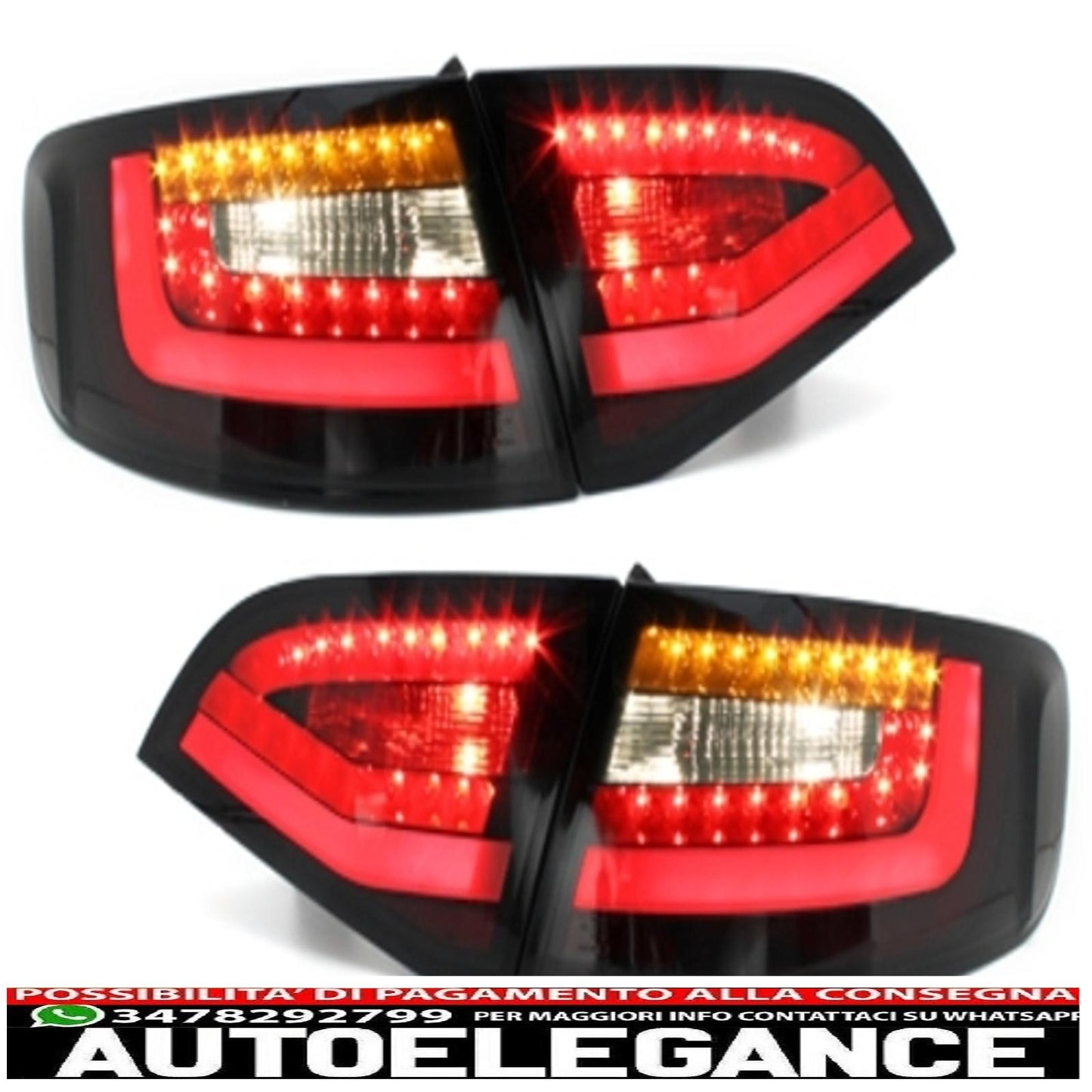led drl headlights suitable for audi a4 b8 8k avant (2008-2011) with black/smoke led rear lights 