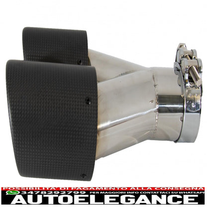 Universal Dual Exhaust Tips Carbon Fiber Matte Finish Dual Exhaust Tips Inlet 6cm/2.36inch 