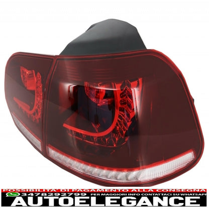 Chrome headlights and cherry red taillights full led suitable for vw golf 6 vi (2008-2013) r20 u design dynamic sequential cornering lights left hand drive