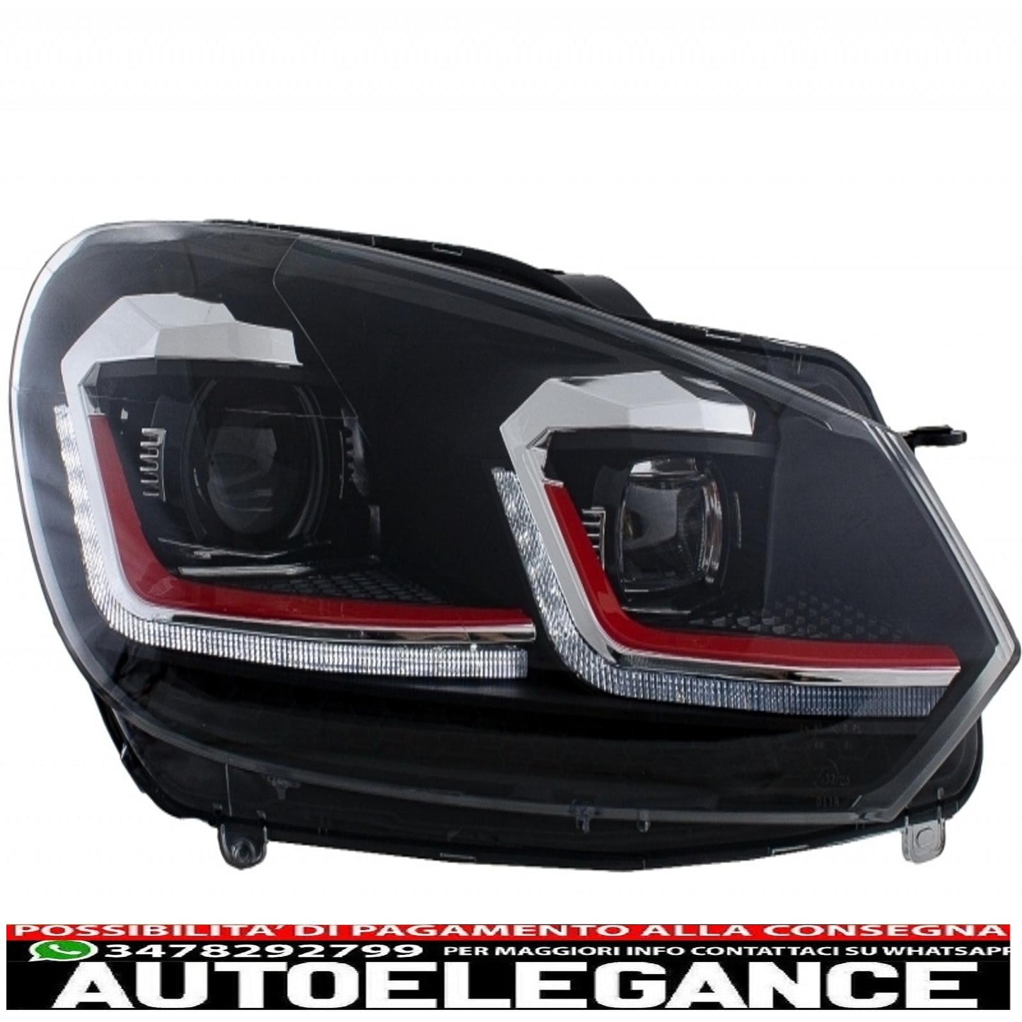 fari e fanali posteriori a led adatti per vw golf 6 vi (2008-2013) con restyling g7.5 gti look rossi fluenti indicatori di direzione sequenziali dinamici guida a sinistra