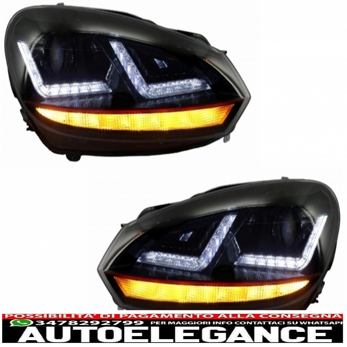 Badgeless Honeycomb Grille with Osram Xenon Headlights Dynamic Sequential LED Turning Lights GTI Design Fit for VW Golf 6 Vi 2008-2012. 