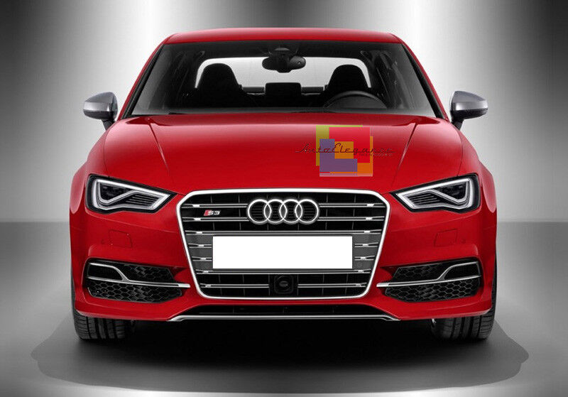 LOOK S3 RS3 FOR AUDI A3 8V 12-16 HONEYCOMB FOG LIGHT GRILLS WITH CHROME EDGE 
