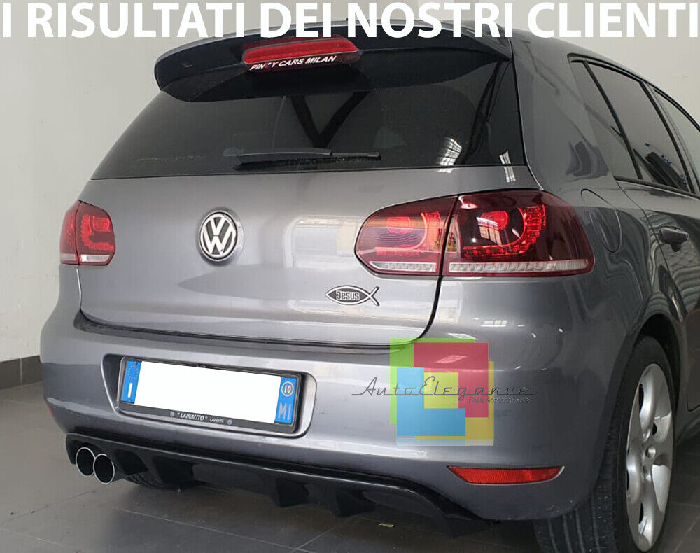 SOTTO PARAURTI POSTERIORE PER VW GOLF 6 VI DIFFUSORE ABS NERO LUCIDO ..