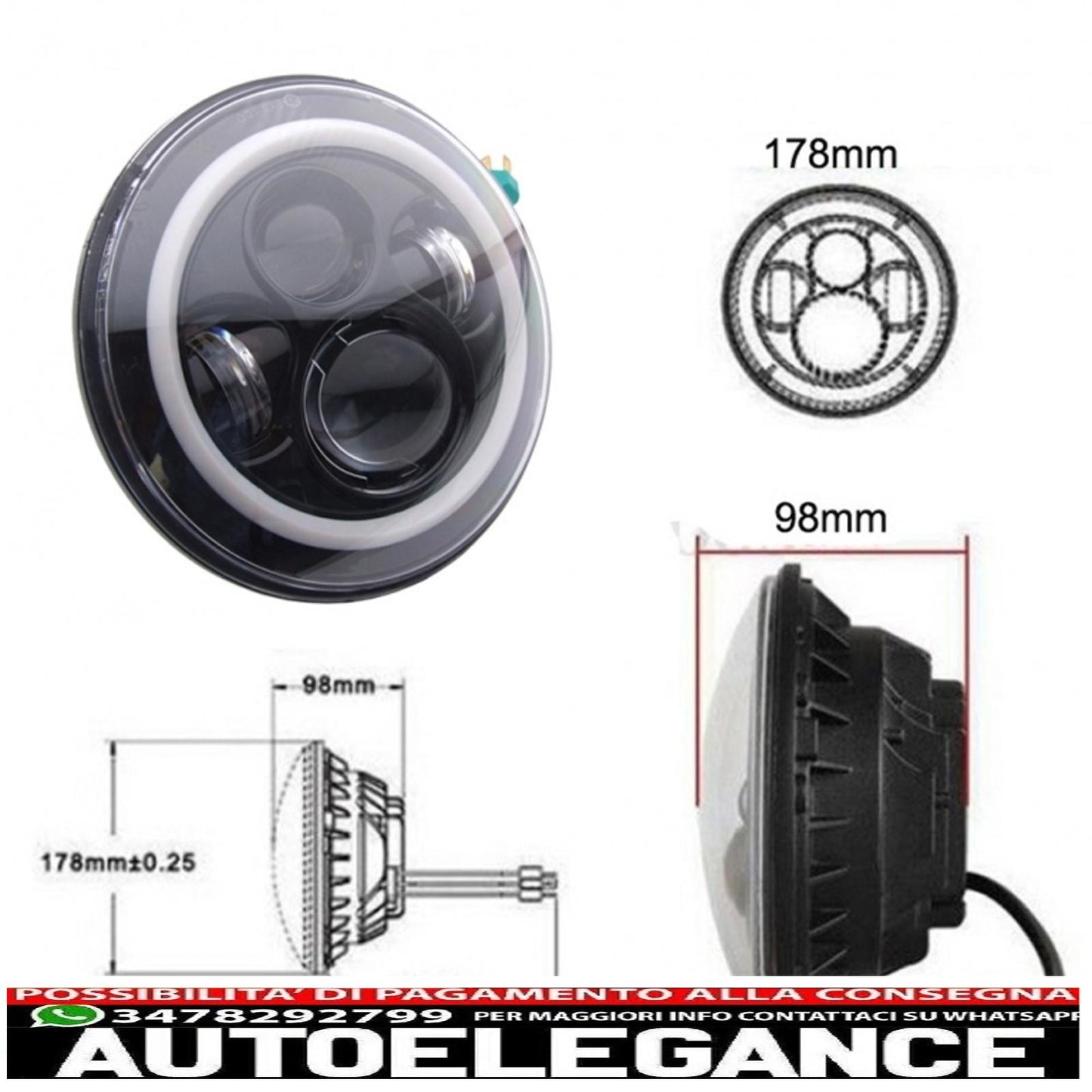 griglia anteriore con fari a LED Cree Angel Eye e indicatori di direzione adatti per Jeep Wrangler Rubicon JK 2007-2017