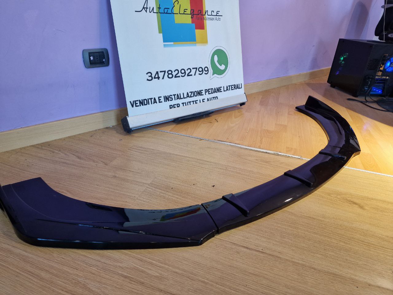 SPLITTER 3 PEZZI ADATTO PER AUDI TT 8J TT FV 2004-2019 LOOK NERO LUCIDO