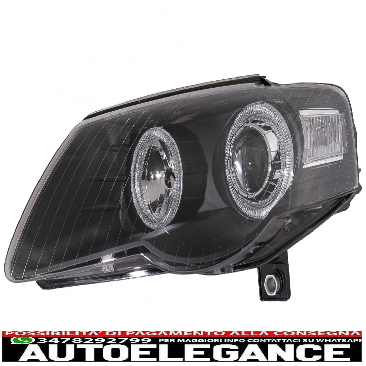 headlights suitable for vw passat b6 3c (03.2005-2010) 2 black halo rims 