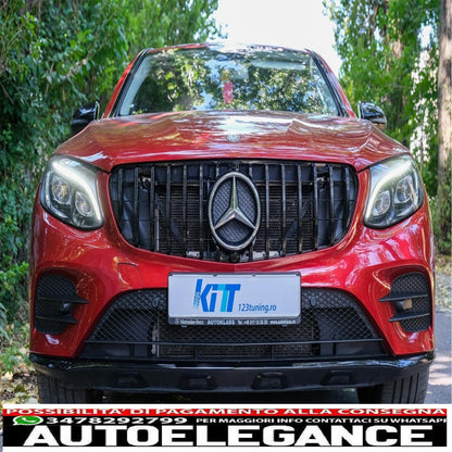 griglia anteriore centrale adatta per mercedes glc x253 c253 (2015-2018) gt r panamericana design tutto nero