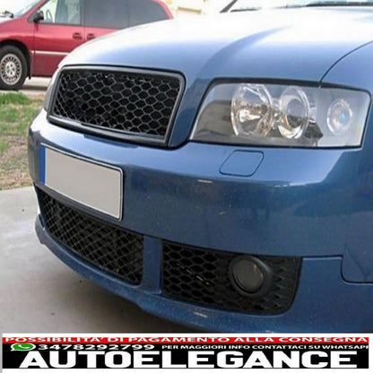 front grille without badge suitable for audi a4 b6 saloon avant 8e/8h (2001-2004) rs design matt black 