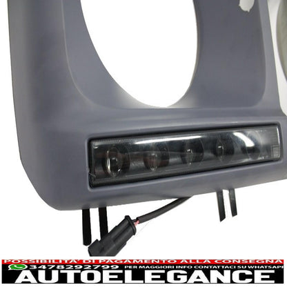 coperture fari con led drl luci diurne nere e fari cromati adatti per mercedes classe g w463 (1989-2012) design g65 AUTOELEGANCERICAMBI
