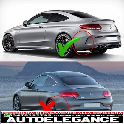 Rear bumper valance diffuser suitable for mercedes c class c205 a205 coupe cabriolet (2014-2019) c63 edition 1 piano black design