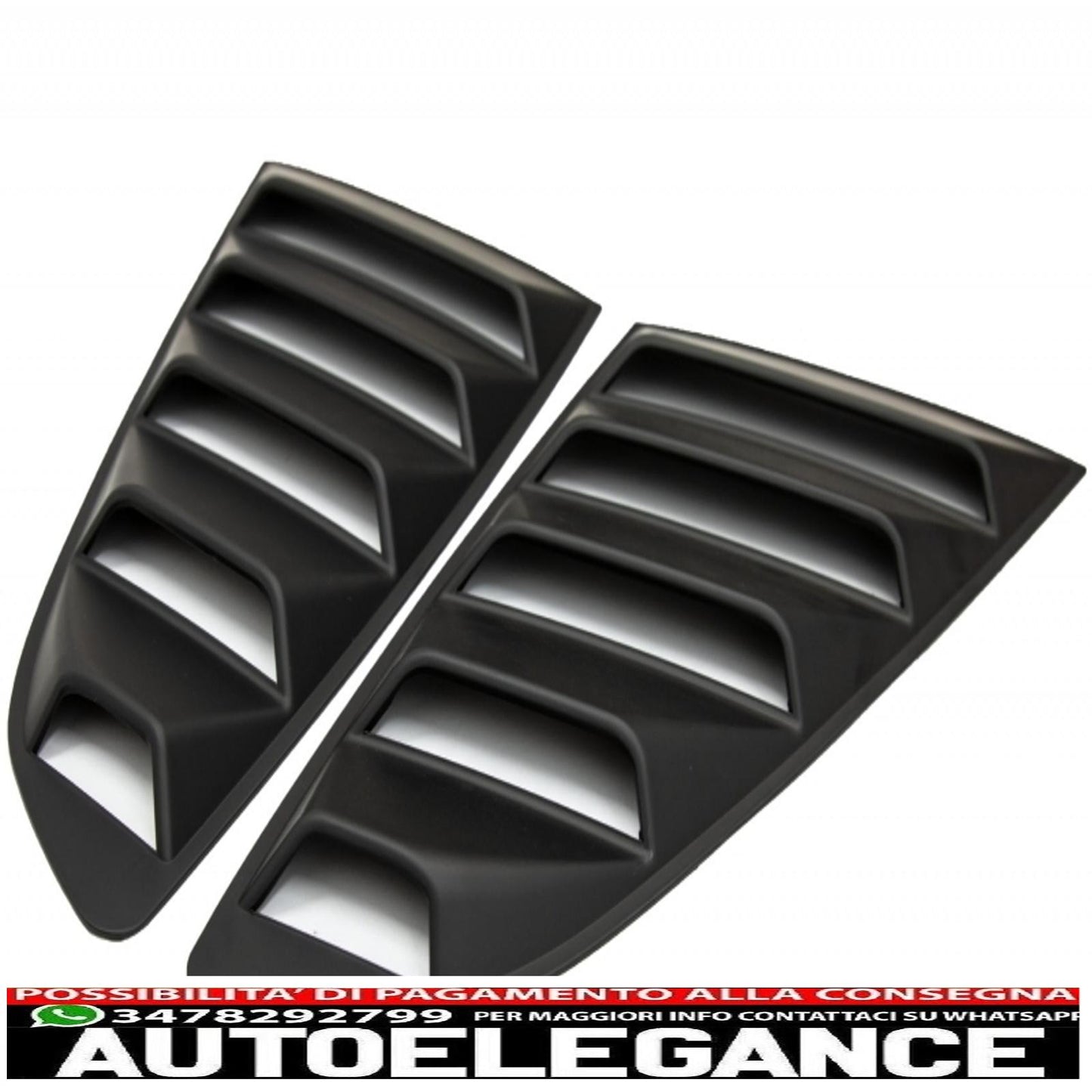 classiche feritoie per finestrini laterali adatte per Ford Mustang Mk6 VI sesta generazione (2015-2019) con feritoie per finestrini posteriori nere AUTOELEGANCERICAMBI