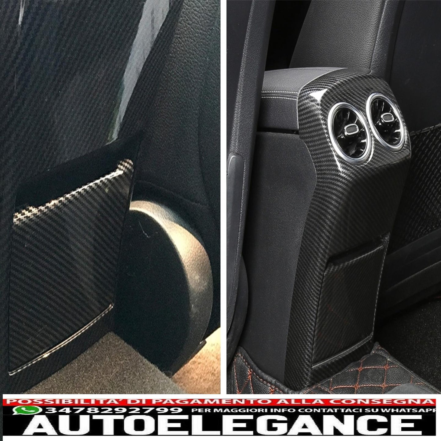 Copertura del rivestimento della presa d'aria della scatola del bracciolo posteriore adatto per mercedes classe A w177 v177 (2018-up) in fibra di carbonio AUTOELEGANCERICAMBI