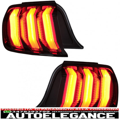 Full LED rear lights suitable for Ford Mustang VI S550 (2015-2019) red with dynamic sequential cornering lights
