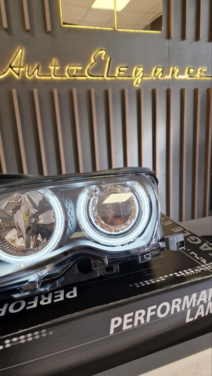 FARI ADATTI PER BMW SERIE 3 E46 2001-2005 ANGEL EYES + DOPPIO KIT LED