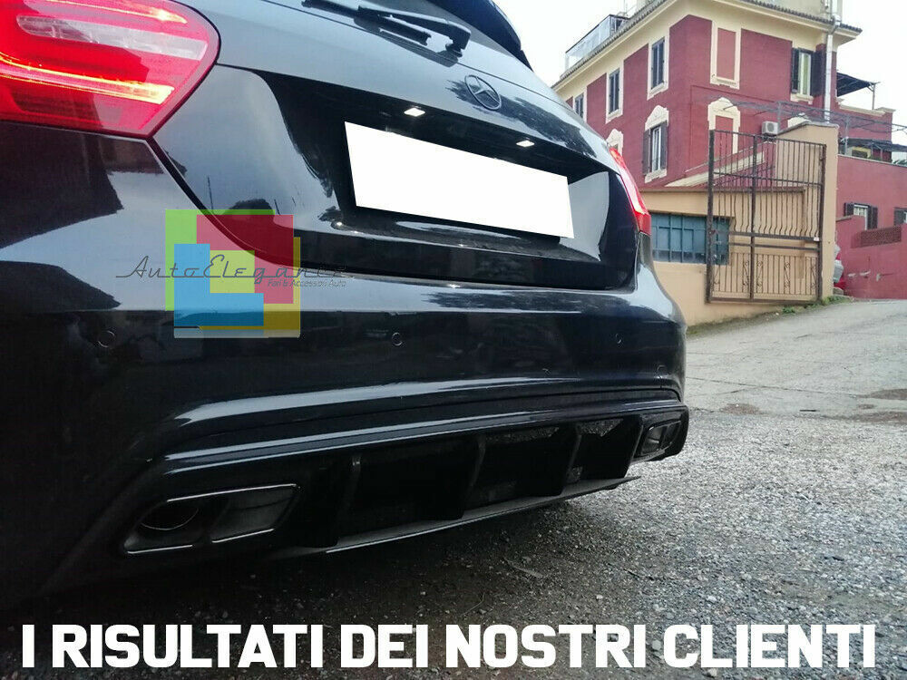 MERCEDES A-CLASS W176 UNDER BUMPER DIFFUSER + BLACK TIPPER AMG A45 .-