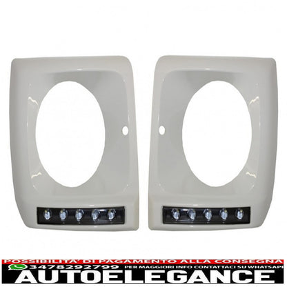 group suitable for mercedes w463 g-class (1989-2012) led drl white covers with black headlights bi-xenon look 