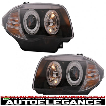 Angel eye headlights suitable for bmw 1 series e81 e82 e87 e88 (2004-2011) black 