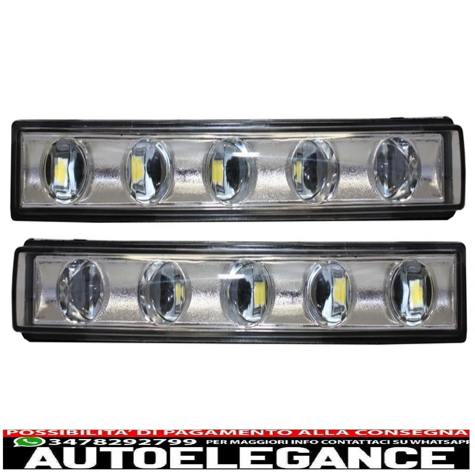 Coprifari neri led drl cromati adatti per mercedes classe g w463 (1989-2012) g65 design con fari bi-xeno AUTOELEGANCERICAMBI