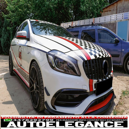 central grille suitable for mercedes a-class w176 restyling (09.2015-2018) a45 gt-r design panamericana all black
