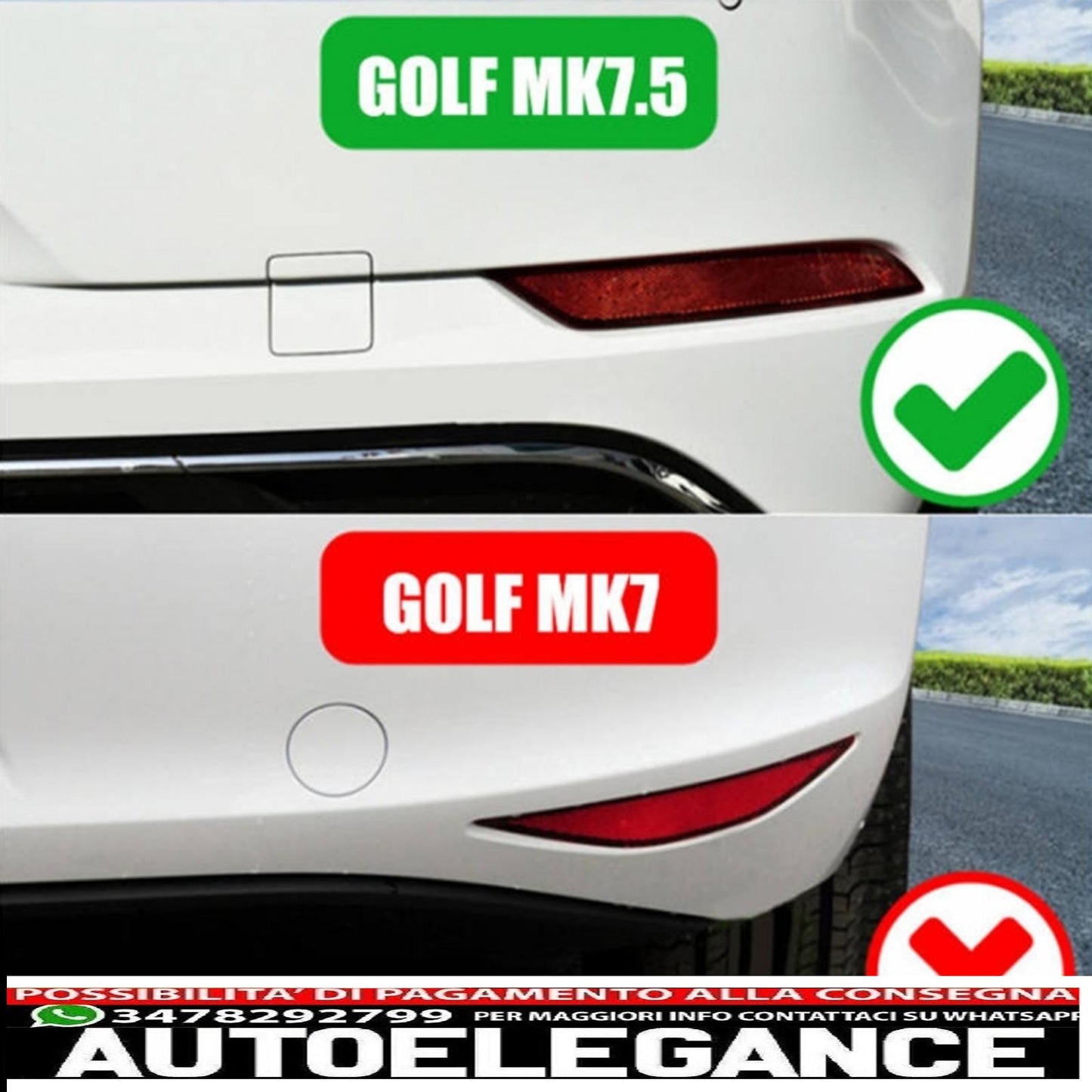 Rear Bumper Splitter Fins Fog Light Trims Fit For VW Golf 7.5 (2017-2019)