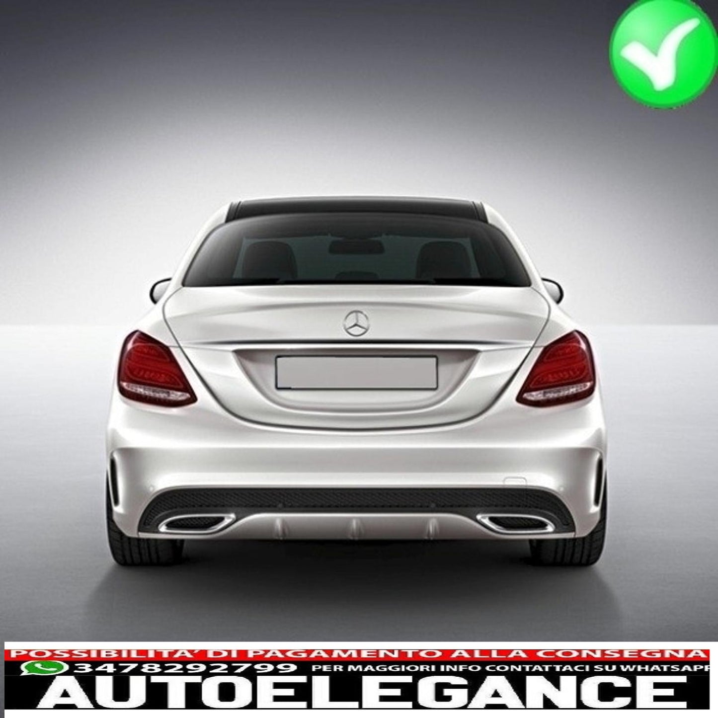 diffusore paraurti posteriore adatto per mercedes classe c w205 s205 (2014-2020) c63 design solo per pacchetto sportivo