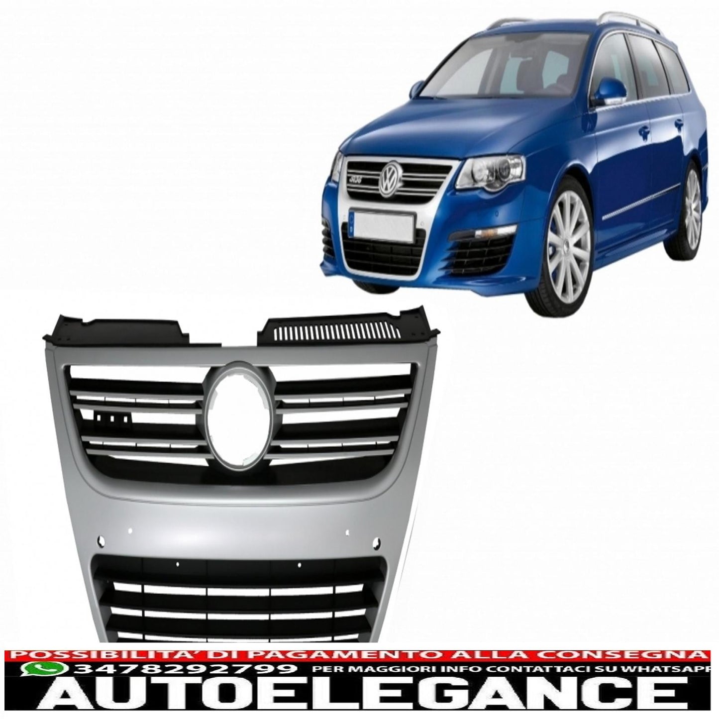 griglia anteriore adatta per vw passat 3c (2007-2010) aspetto alluminio argento