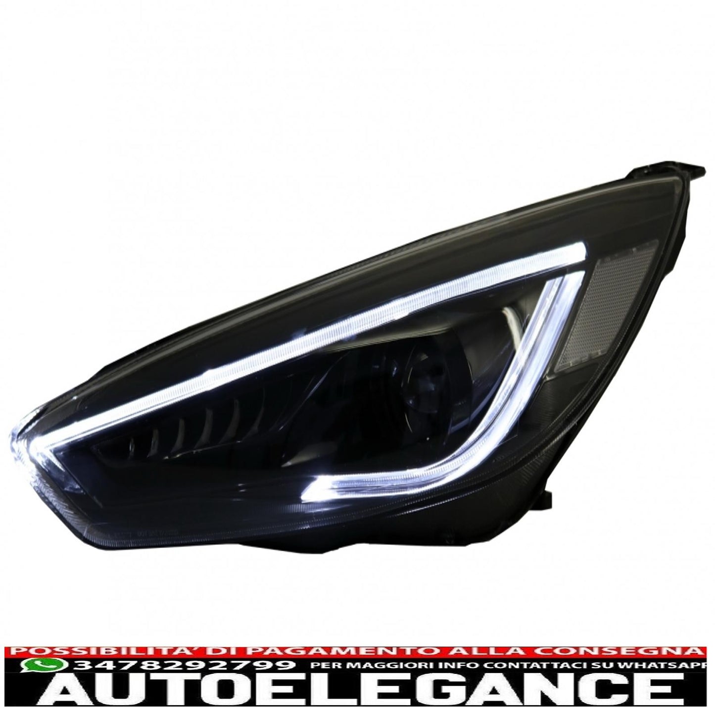 led drl headlights suitable for ford focus iii mk3 (2015-2017) bi-xenon design dynamic and fluid direction indicators demon look