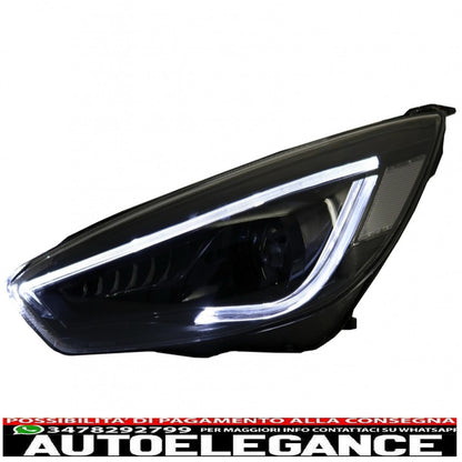 led drl headlights suitable for ford focus iii mk3 (2015-2017) bi-xenon design dynamic and fluid direction indicators demon look