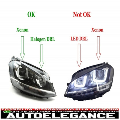 Fari osram full led con indicatori dinamici a specchio adatti per vw golf 7 vii (2012-2017) red gti upgrade xenon e alogena
