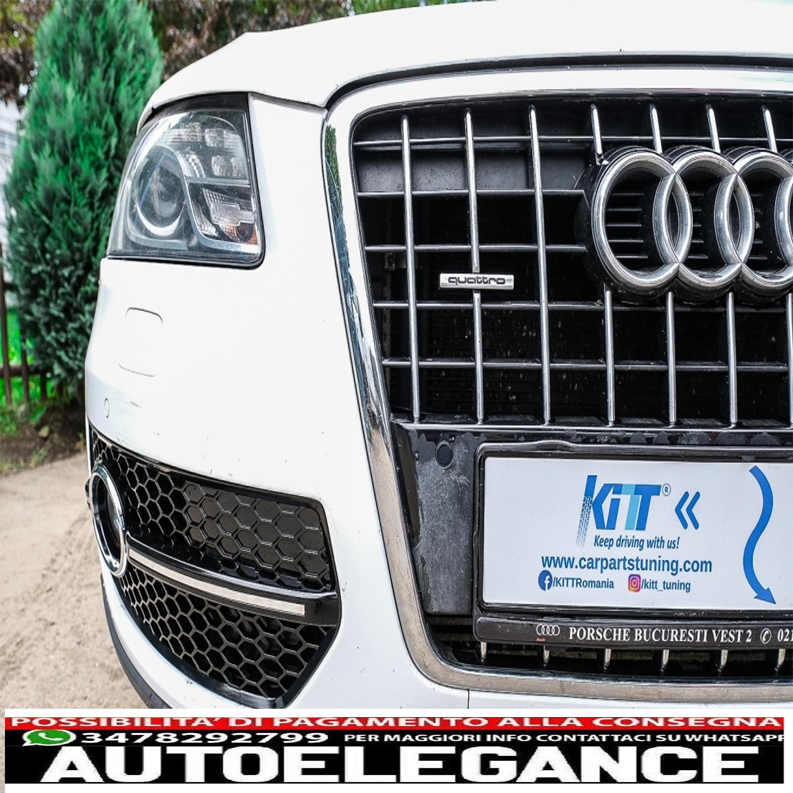 Copri fendinebbia griglie laterali adatto per audi q5 suv 8r (2008-2011) rs design piano nero cromato AUTOELEGANCERICAMBI