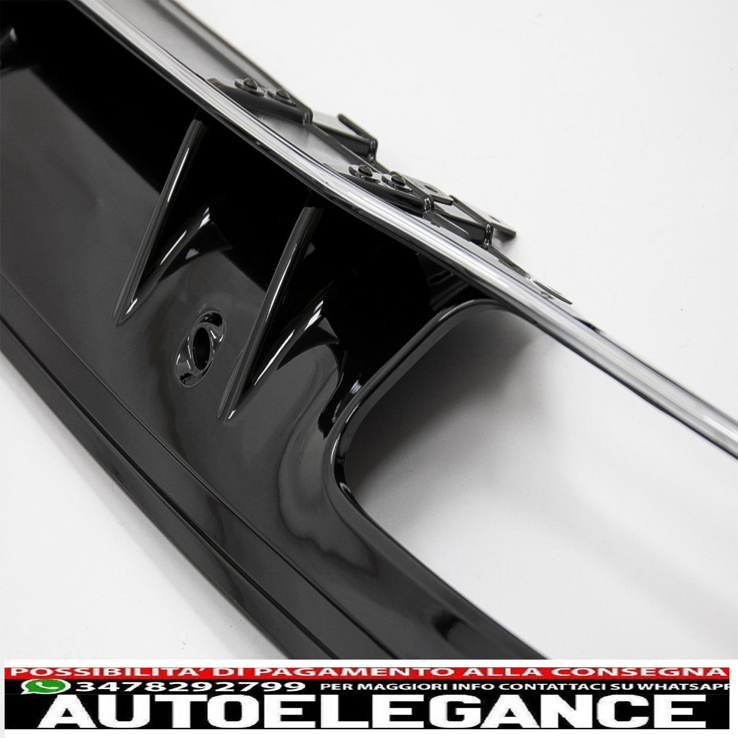 diffusore paraurti posteriore adatto per mercedes classe c w205 s205 (2014-2020) c63s design silver tips solo per amg sport line