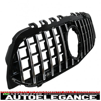 central grille suitable for mercedes a-class w177 hatchback v177 sedan (04.2018-up) gt-r design panamericana black / chrome