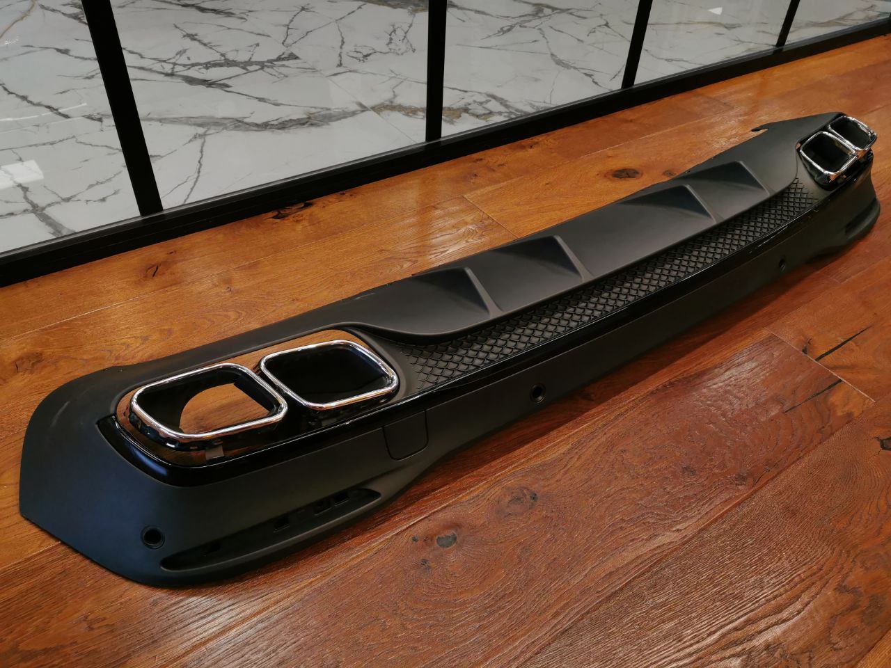 DIFFUSORE ADATTO PER MERCEDES GLE W167 AMG SUV LOOK 63 NERO + TERMINALI CROMATI