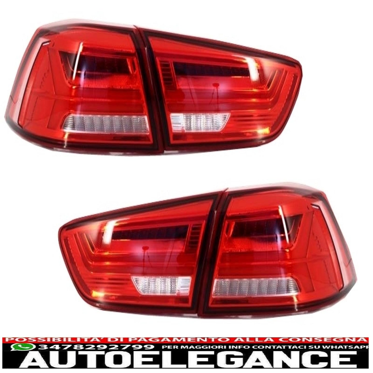 led drl headlights suitable for mitsubishi lancer evo x (2007-2017) double sequential projector with red/clear led rear lights