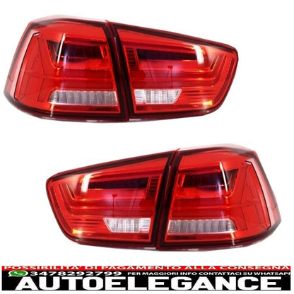 led drl headlights suitable for mitsubishi lancer evo x (2007-2017) double sequential projector with red/clear led rear lights