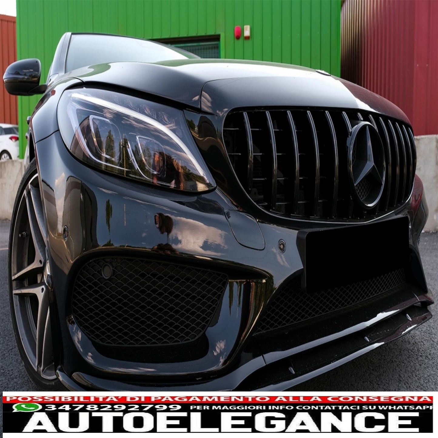 Front bumper lip suitable for mercedes c class w205 s205 a205 c205 (2014-2018) limousine model t coupe cabriolet edition 1 design matt black 