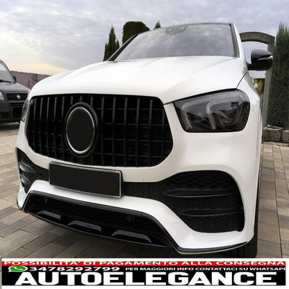Griglia anteriore centrale adatta per mercedes gle suv w167 v167 gle coupe c167 pacchetto sportivo (2019-up) gtr design panamericana tutto nero