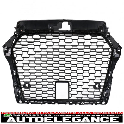 griglia anteriore adatta per audi a3 8v facelift (2017-2019) design rs3 nera cromata