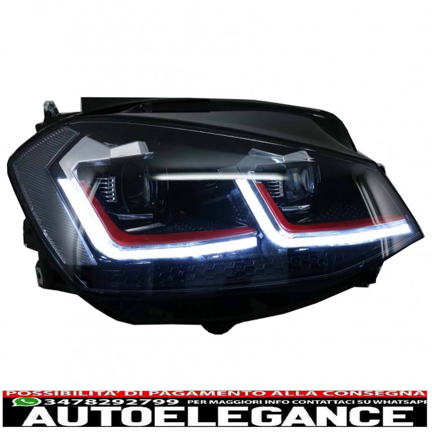 LED headlights suitable for vw golf 7.5 vii (2017-up) gti look with sequential dynamic cornering lights 