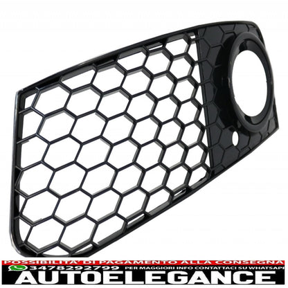 front grille without badge with fog lamp covers and led drl headlights suitable for audi a4 b8 8k (2008-2011) rs design piano black
